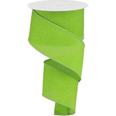 9.1m Lime Green Solid Wire Edge Canvas Ribbon
