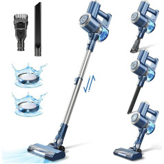 PRETTYCARE W200 Battery Vacuum Cleaner 20 KPa, Wireless Vacuum Cleaner with LED Display, 1.2 L Dust Container, 270° Swivel Vacuum Cleaner 4 in 1, 30 Min Ultralight Vacuum Cleaner for Pet