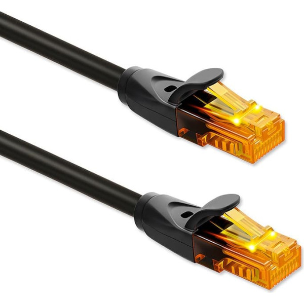 Utp savienojuma vads | cat.6 | 2 x rj-45 | ātrgaitas 1gb/s | zeltīti kontakti | 15m | melns