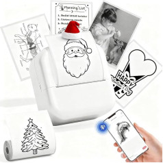 Mini Sticker Printer for Smartphone, Bluetooth Thermal Printer 203DPI Pocket Sticker Printer M02L Colourful, Includes 1 Paper Roll for Study, Journal, Photos, Gifts & Anatomical Charts, White