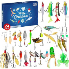 Christmas Holiday Advent Calendar 2025 Angel Men, Fishing Tackle Christmas Calendar Bait Set, 2025 Deluxe Predator Fisherman, Festive Advent Calendar for - 2025 Christmas Surprise Gift