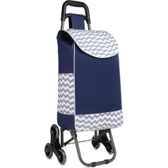 Kono Shopping Trolley Sturdy 2-in-1 Folding Shopping Trolley Multifunctional Stair Climbing Trolley with 3 Silent Wheels (Navy Blue)
