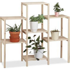 Relaxdays Natural Wooden Indoor Plant Stand, Sturdy, Rustic, Rustproof, Solid, Plant Rack, 2 Different Sizes