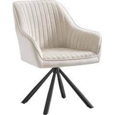 SONGMICS Dining Chair Kitchen Chair Swivel Velvet Upholstered Chair with Armrests Maximum Load 120kg Steel Legs for Dining Room Kitchen Cappuccino Beige Ink Black KDC161LH01