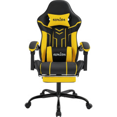 SUKIDA Gaming Chair Computer Chair Ergonomic Gaming Chair with Footrest Office Chair Ergonomic Computer Chair with Lumbar Support Black Yellow