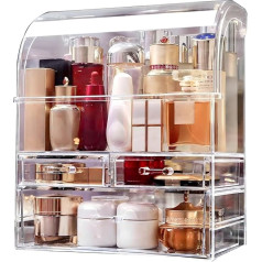 Cosmetic Storage Organizer Large Clear Acrylic Storage Box with Drawers Bathroom Dresser (Clear-XL)