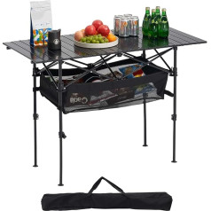 VEVOR Folding Table, Buffet Table, Portable All-Purpose Table, 120 cm, Rectangular Aluminium Table (for 4-6 People) with Adjustable Height & Carry Bag, Garden Table, Camping Table for Parties, Picnic