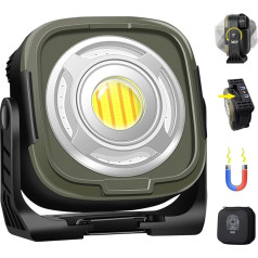 MASMEJOR LED Work Light Battery with Magnetic Base 10,000 mAh, 1500LM Battery Spotlight, Portable Camping Lamp with Continuous Dimmer & 360° Rotation, IPX4 Waterproof for Car Repair, Workshop, Camping