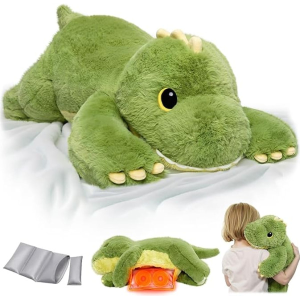Mewaii Weighted Heat Cushion, Dinosaur Stuffed Animal, 60 cm, Cute & Soft Weighted Animal Heat Cushion, Microwave Pillow for Anxiety Relief, Soothing Companion for Children, Women (2.3 kg)