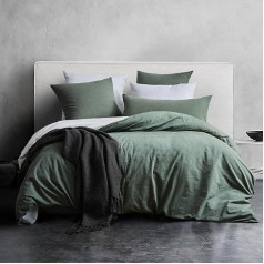 Soulful 4-Piece Bed Linen Set, Cotton, with Linen-Like Handle, Oeko-Tex Certified and Suitable for Allergy Sufferers, 2 Duvet Covers 135 x 200 cm and 2 Pillowcases 80 x 80 cm, Sage Green