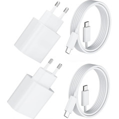 2 Pack 20W USB C Fast Charger PD 3.0 for iPhone & iPad + 2m USB-C Fast Charging Cable - Mobile Phone Charger & Charging Cable for 16 15/16 15 Pro/16 15 Pro Max/16 15 Plus, Adapter Plug for iPad Pro/Air/Mini
