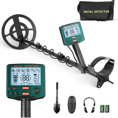 Metal Detector Professional Set, 5 Modes Lightweight Gold Detector for Children and Adults with Pinpoint Mode, Memory Mode, Waterproof Coil, High Precision, Metal Detector Kit with Digger