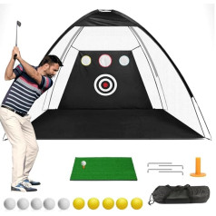 JARAGAR Golf Practice Net, 10x7ft Golf Chipping Net with Batting Mat and Carry Bag for Backyard Driving, Golf Nets for Garden, Indoor Outdoor Training Equipment