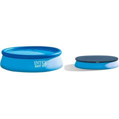 Intex Easy Set Pool – Above Ground Pool, 366 cm x 366 cm x 76 cm & Easy Set Pool Cover – Pool Cover – Diameter 366 cm – For Easy Set Pool
