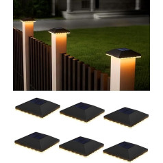 JACKYLED Solar Post Cap 7 x 7 8 x 8 9 x 9 10 x 10, Solar Post Caps IP65 Waterproof for Fence Posts for Wooden Post Platform, Garden (Pack of 6)