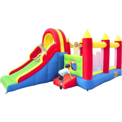Bouncy Castle XXL - Giant Inflatable Castle with Large Slide and Trampoline, 592 x 290 x 216 cm - Ideal for Children's Birthday Parties and Garden (no blower)
