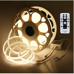 Aclorol 20 m COB LED Strip Dimmable 220 V 3000 K Warm White LED Light Strip Direct Connection Flexible LED Light Strip Outdoor Waterproof High Density for Courtyard, Shopping Mall 288leds/m