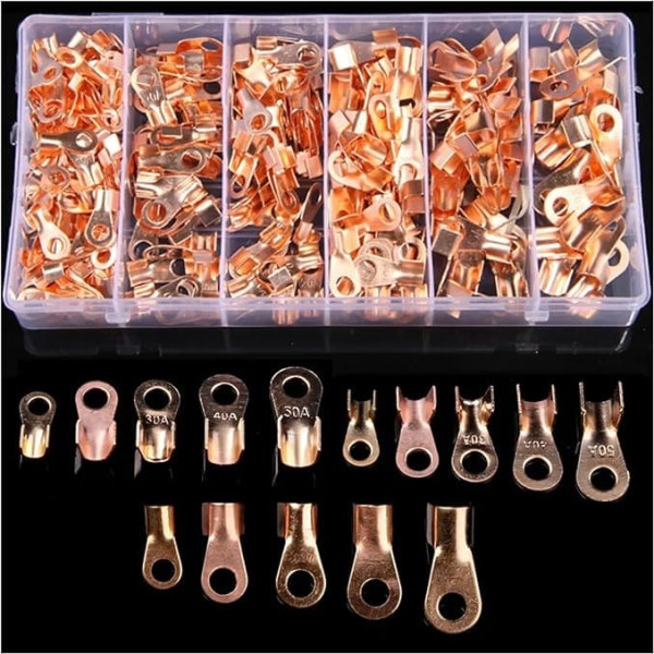 280pcs OT Type 10A 20A 30A 40A 50A Wire Terminals Red Copper Nose Lugs Crimp Open Mouth Cable Connector Splice