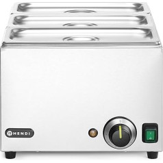 HENDI Bain-Marie Set with 3x GN1/3 Containers and Lid, Temperature Range: 30° to 85°C, 6 Heat Settings, Food Warmer, Buffet Warmer, GN1/1, 230V/1000W, 590 x 332 x (H) 242 mm, Stainless Steel