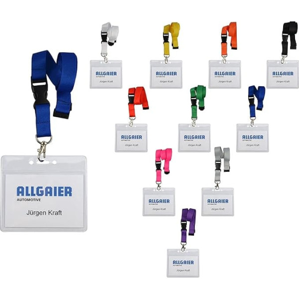 Pack of 100) Blank Key Lanyard with Badge Holder Made of Soft PVC, Lanyard, 20 mm Wide, Safety Clasp, No Print Various Colours clear ID Badge Landscape, white