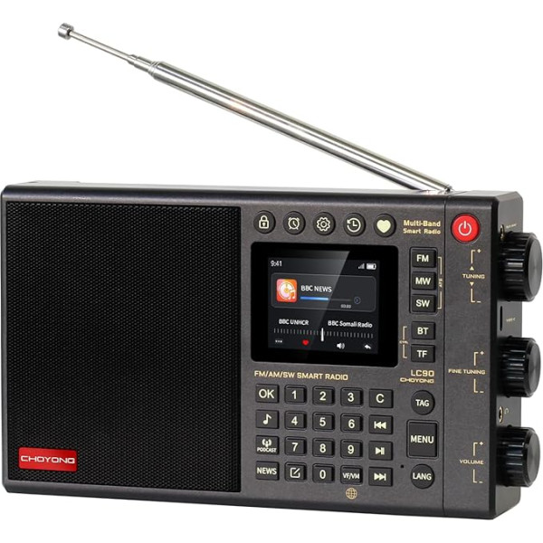 CHOYONG LC90 Internet Radio Professional Multifunction Smart Multi Band WIFI/4G Global Version Choyoung Portable Radio FM/LW/MW/SW/SSB, Shortwave Radio, Bluetooth, TF Card, All World Radios