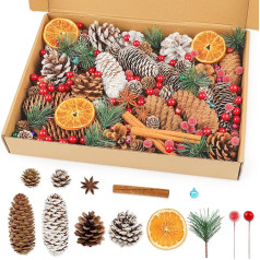 Advent Wreath Decoration, Christmas Decoration with Cones, Branches, Birch Star, Cinnamon, Christmas Craft Set, Table Decoration, Advent Wreath, Christmas Decoration