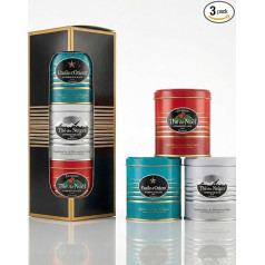Elegant Tea Gift Set with Thé de Noël, Thé des Neiges, Étoile d'Orient. 3 x Beautiful Aroma Tin with Black Tea, Green Tea and White Tea. As Christmas Tea, Winter Tea & Spice Tea