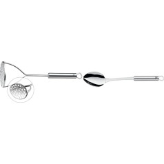 WMF Profi Plus Potato Masher 28.5 cm, Cromargan Stainless Steel, Partially Matte, Dishwasher Safe & Profi Plus Serving Spoon 32 cm, Cromargan Stainless Steel, Partially Matte, Dishwasher Safe