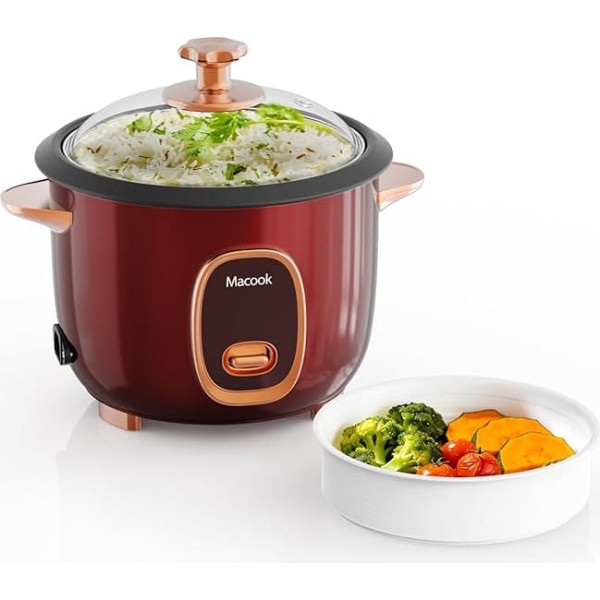 Rice Cooker and Steamer, (1 Litre, 8 Cups Cooked) for 4-5 People, Multifunctional Non-Stick Pan Rice Cooker, Mini Travel Rice Cooker, Small Rice Cooker, Rice Cooker Small CFXB20-4H, 400 Watt
