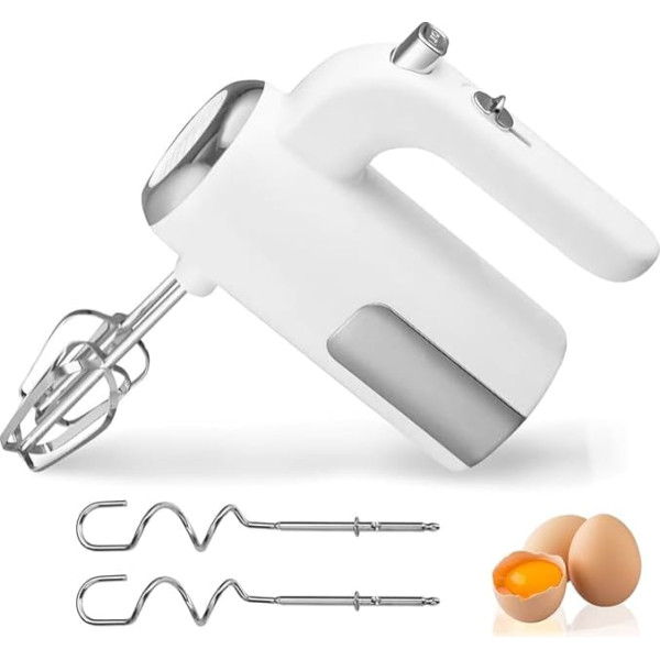 Electric Hand Mixer, 450 W, 5 Speeds, Hand Mixer, Kitchen Mixer, Whisk, Hand Mixer, Electric Hand Mixer with 2 Whisks and 2 Dough Hooks, for Eggs, Dough, Cakes