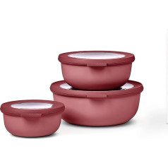 Mepal – Multi-bowl Cirqula Round 3-Piece Set – Storage Jars with Lid – Storage Box, Refrigerator, Freezer and Microwave Dishes – 350 ml, 750 ml and 1250 ml – Vivid Mauve