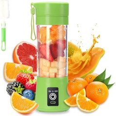 Blender Smoothie Maker, Electric USB Juicer Mixer, Portable Mini Blender for Shakes and Smoothies, Juice, 380 ml, Six Blades Ideal for Mixing (Green)