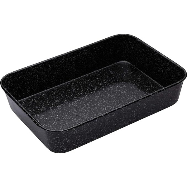 MasterClass Enamel Roasting Dish Induction Safe 1 mm Steel with Scratch-Resistant Coating Large 40 x 28 cm (15.5 x 11 Inches) Black