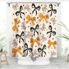 Coquette Halloween Tumbler Wrap Quick-Dry Fabric Shower Curtain Spooky Season Girly Halloween Shower Curtain Pumpkin Vintage Wall Art Dark Academia Bathroom Curtain Decor 180 x 180 cm