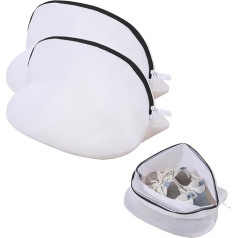 Pack of 2 Shoes Wash Bags - Laundry Net Reusable Clothing Cleaning Bag Mesh Laundry Bag with Zip Portable Storage Bag