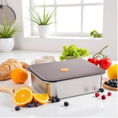 Stainless Steel Food Containers, 4200ml, Metal Food Containers with Lid, Metal Lunch Boxes, Household, Pizza Dough Proofing Tray, Food Storage Boxes for Cake, Bread, Meat, Fruit