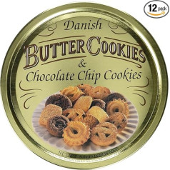 Butter Cookies Danish Butter and Choco Chip Cookies, Pack of 12 (12 x 500 g)