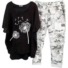 Briskorry Zweiteiler Damen mit Hose Sommer, T-Shirt Top und Hose, Hosenanzüge Lässige Lockerer Loungewear-Outfits Kurzen Ärmeln Rundhals Sportanzug Leicht Luftige Sport Outfit Sexy Einfarbige 2024