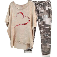 Briskorry Zweiteiler Damen Sommer Lang, Tshirt und Hose, Hosenanzüge Lockere Passform Casual Loungewear Kurze Ärmel Rund Ausschnitt Sportanzug Bequemer Luftige Activewear Elegant Solide Yoga