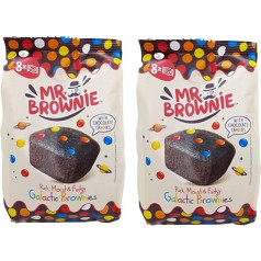 Mr. Brownie 2 x 200 g Galactic Brownies with Belgian Chocolate, 8 Brownies per Pack, Delicious Pastries Value Pack