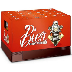 itenga Advent Calendar Attachment for Beer Crate Men Advent Calendar to Fill Yourself Beer Advent Calendar Red with Santa Claus on the Motorcycle