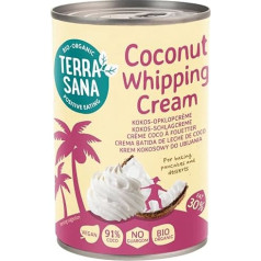 TerraSana Organic Coconut Whipped Cream, 30% Fat, 91% Coconut, Enriched with Organic Tapioca Starch, Creamy and Full-bodied (1 x 400 ml Tin)