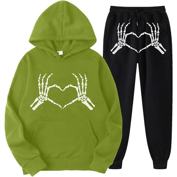 Eauptffy Tracksuit Baggy Y2K, Hoodie and Long Trousers, Hoodie Suit Printed Halloween Sports Suit Hooded 2-Piece Tracksuit Set Loose Lounge Leisure Suit Modern Winter Streetwear Jogger