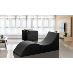 ‎Talamo Italia Talamo Italia - Andreina Folding Bed, Pouf Convertible into a Single Bed, Chaise Longue in Eco Leather, 100% Made in Italy, 130 x 50 x 50 cm, Black