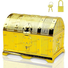 Senaimy Children's Treasure Chest, Gold Pirate Chest, Small Gold Treasure Chest, Pirate Treasure Chest Box, Children's Birthday Treasure Chest for Storage, Children's Gift, Plastic (14 x 9.4 x 9.5 cm)
