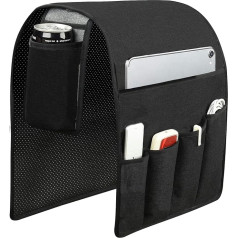 Spacmirrors KOSTOO Sofa Armrest Organizer Couch Armchair Caddy Sofa Cover Storage Holder for Remote Control Magazine Book Smartphone Tablet Drinks Water Bottle (Black)