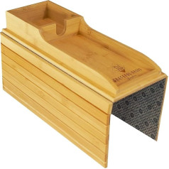 Graceful Grove Bamboo Sofa Arm Tray - Couch Cup Holder - Non-Slip Foldable Sofa Table - Drink Holder for Drinks, Mobile Phone, Remote Control, Snacks