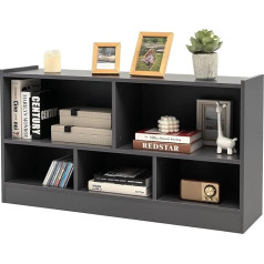 Tangkula Bücherregal mit 5 Würfeln, 2 Etagen, offenes Bücherregal aus Holz, Mehrzweck-Vitrine, Aufbewahrungsschrank für Wohnzimmer, Schlafzimmer, Flur, Kinderspielzimmer, Leseecke (Grau)