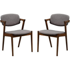 Simple Relax Set of 2 Dining Chairs in Grey and Dark Walnut