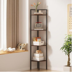 Outhis Corner Bookcase, 4 Tier Corner Shelf with Metal Frame, Ladder Display Corner Shelves, Tall Corner Shelf, Small Bookcase for Bedroom, Living Room, Farmhouse, Office, Balcony